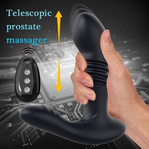 Anal Vibrators 3 Speeds Telescopic Male Prostate Massager Wireless Remote Control Butt Plug Dildo Vibrator Sex Toys For Men
