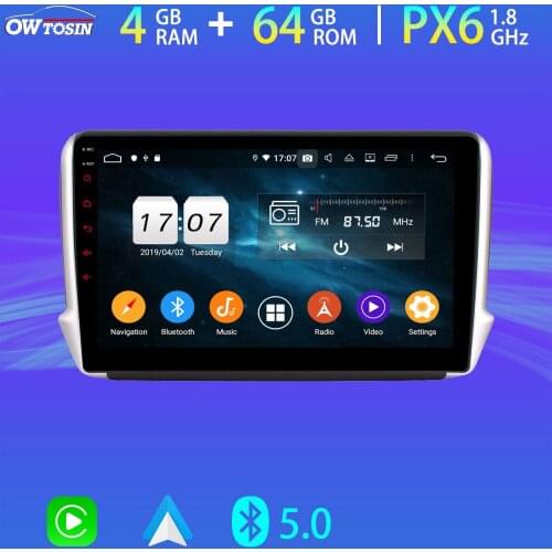 Android 10.0 PX6 4G+64G GPS Navigation Radio For Peugeot 2008 2014 2015 2016 2017 2018 DSP CarPlay 4G WiFi Parrot BT Head Unit