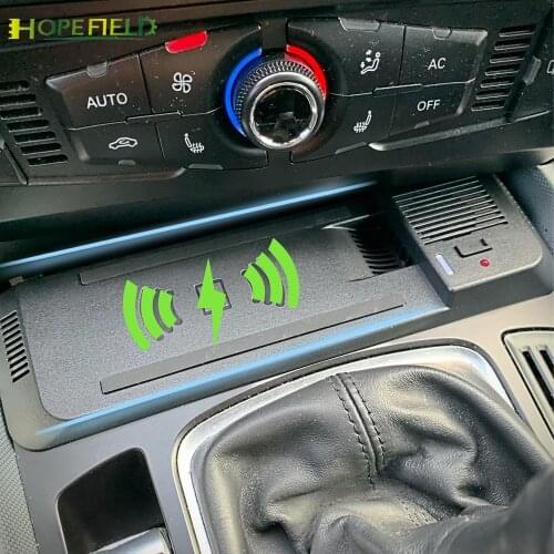 Car wireless charger for Audi A5 S5 RS5 Q5 A4 Allroad A4 B8.5 charging board lighter adapter for sumsung S9 S10 fast charge port