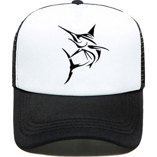 Marlin Fish Large swordfish Fishing Print Baseball Cap Men Women Parent-child Hats Mesh Visor Outdoor Sun Hat Adjustable Caps