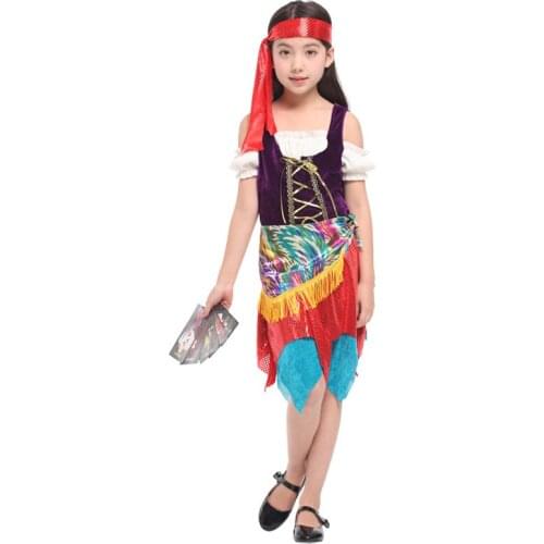 M-XL Girls Tarot Diviner augur Cosplays Kids Children Halloween Gypsy Costumes Carnival Purim parade Stage Show Rave party dress
