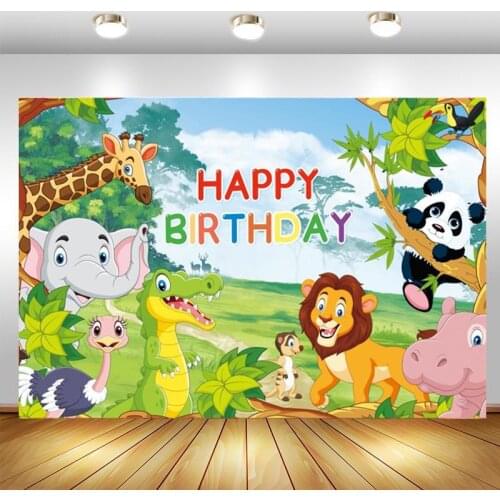 Jungle Safari Animal Photography Backdrop Baby Shower Birthday Party Boys Girls Photo Background Decor Banner Studio Prop