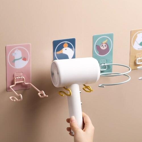 Hair Dryer Holder No Drilling Wall Mounted Self Adhesive Hair Blow Dryer Hanging Storage Holders Racks For Bathroom U3