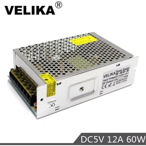 Single Output Switching power supply DC5V 12A 60W SMPS Transformer 110V 220V AC DC 5V Driver For LED Strip display Lamp 3D Print