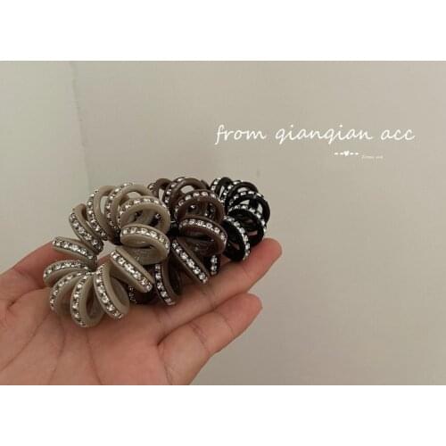 Ins fashion rhinestone phone line hair ring female simple temperament ponytail hair rope headdress does not hurt the hair rope