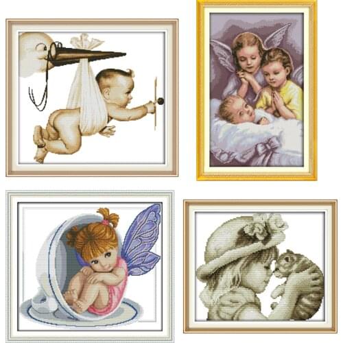 Joy Sunday Angel Dream series Canvas DMC 11CT 14CT Counted Chinese Cross Stitch Kits Printed Cross-stitch Embroidery Needlework