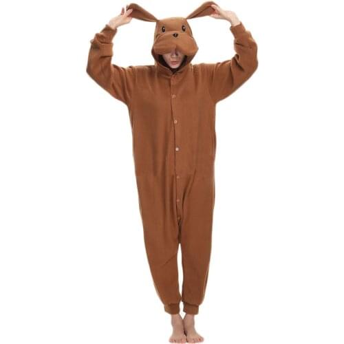 Brown Dog Kigurumis Funny Onesie Animal Jumpsuit Adult Men Women Sleepwear Winter Outfit Cartoon Cute Pajama Loose Warm Overalls
