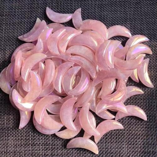 Beautiful Natural Angel Aura Rose Quartz Moon Shape Healing Crystal Stone Gift Home Decor gift