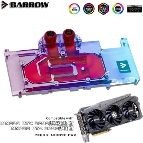 Bykski VGA Block & Cooler For Inno3D ICHILL GeForce RTX 3080 3090 Graphics Card, 12V/5V RGB MB SYNC, N-ICH3090-X