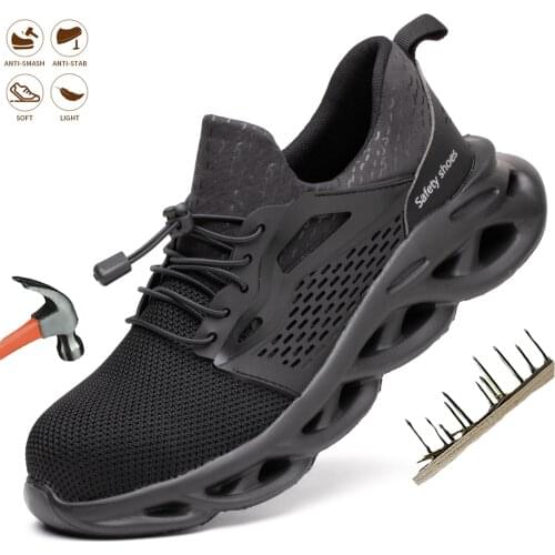 Lightweight Puncture-proof Mens Safety Shoes Steel Toe Cap Outdoor Comfortable Work Boots Footwear Breathable Protection Shoes