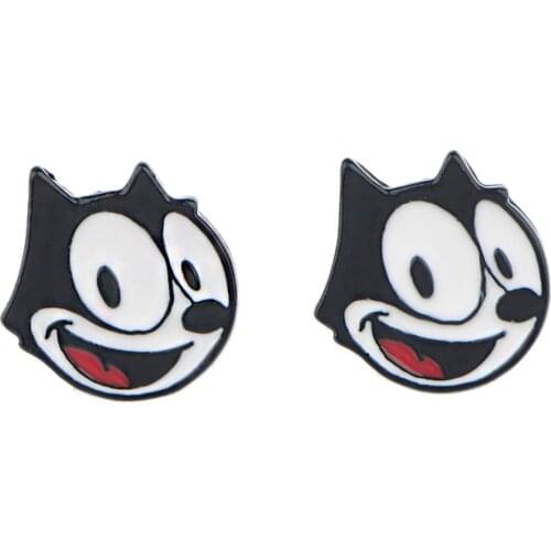 LT234 Kawaii Anime Cat Stainless Steel Pierce Ear Stud Earrings For Womans Enamel Jewelry Earrings Kids Girls