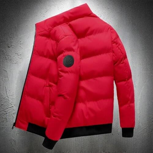 Men Autumn Winter Parkas Coat Men Fashion Clothing Puffer Jacket Mens Warm Thicken Fall Jacket Stand Color Solid Color Cotton