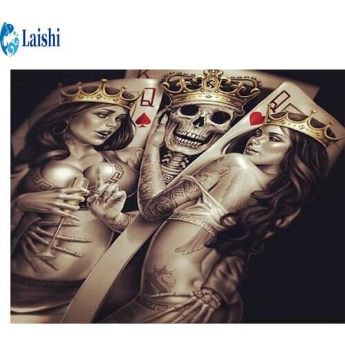 DIY diamond painting Queen of Poker cross stitch full round drill diamond square diamond embroidery mosaic Christmas gift pictur