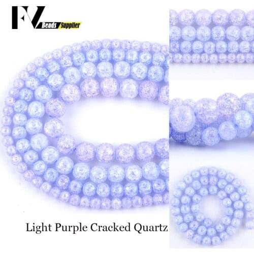 Natural Stone Blue Cracked Crystal Spacer Round Beads For Jewelry Making DIY Bracelets Necklace Needlework 6 8 10 12mm 15"