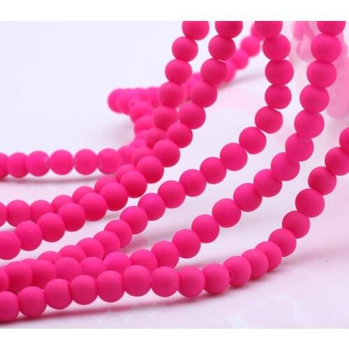 OlingArt 6MM/8MM 50pcs/lot Glass Rubber Round beads Rose red color beads Bracelet DIY Earrings Necklace Jewelry Making