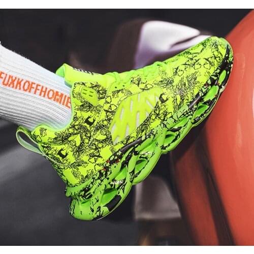 Oversize High Top Lightweight Mens Running Shoes Mens Sports Shoes Mens Shoes Men Sneakers Green Footwear for Sport Walk E-574