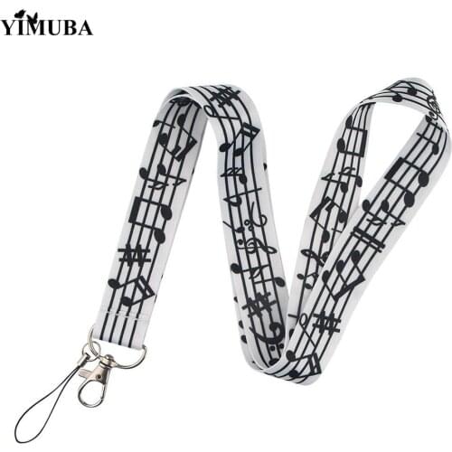 YIMUBA Musical Notation Printed Lanyards Keychain Simple Multi-function ID Card Gym Pass Mobile Phone Rope Neck Straps Key Chain
