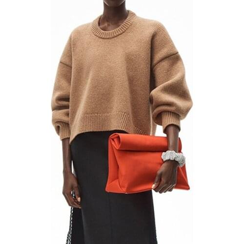 Wool 11.17 Comfortable Soft Knit Pullover Women Fashion Loose Casual Irregular Sweater Knitwear