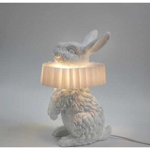 Resin Rabbit Scarf Led Table Lamp Nodic Living Room Children Gift Bedroom Bedside Lamp Creative Home Decor Table Light Fixtures