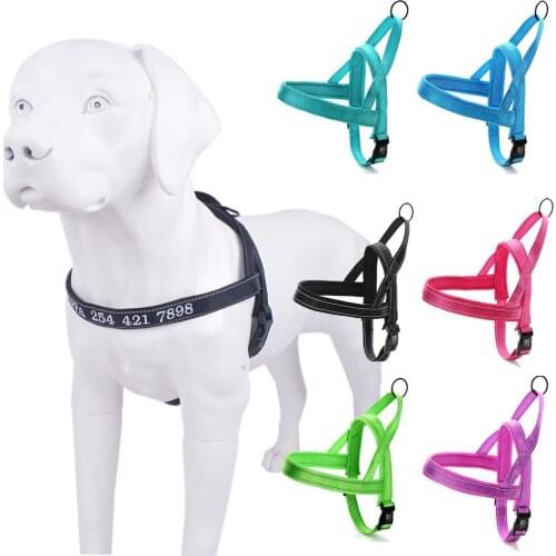 Reflective Nylon Dog Harness No Pull Pet Harness Pitbull Pug Small Large Anti-lost Dogs Harnesses Embroidered Name Phone Number