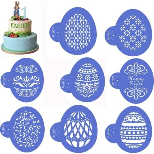 Easter Spray Pattern Cake Stencils Coffee Spray Stencils Hand-Painted Mold Cake Mold Decorate Tools Egg Hollow Fondant Template