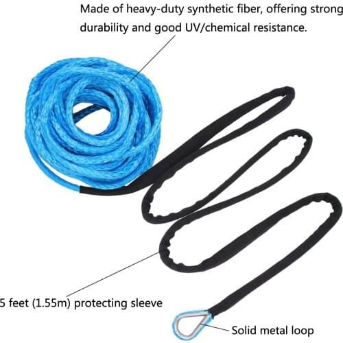 US DE Winch Rope 5mm*15m String Line Cable with Sheath Gray Synthetic Towing Rope for ATV UTV kfi Off-Road