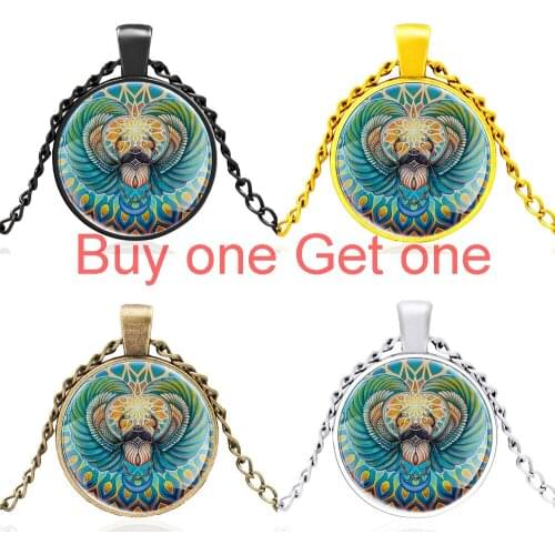 Vintage Ancient Egyptian Scarab Glass Dome Charm Pendant Necklace Men Women Charm Jewelry Accessories Gifts