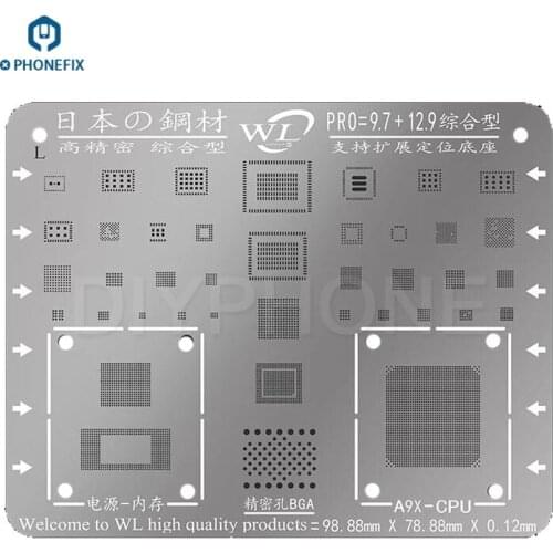 WL Multi-Purpose BGA Stencil Templates For iPad 2345 Mini1234 Pro Motherboard BGA Chip Repair Soldering Steel Net Tin Planting