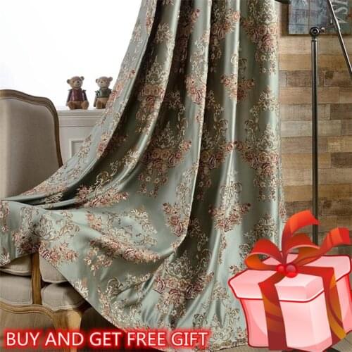 Jacquard Luxury Curtain Fabric European Shade Cloth For Living Room Tulle Curtain Drapes Window Treatment X533#30