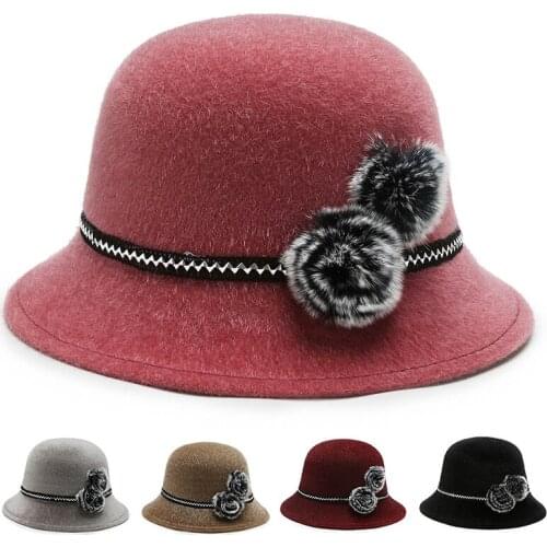 Womens Hats Retro England Warm Fedoras 2021 New Style Spring Autumn Fashion Noble Elegant Flower Decoration Female Hat