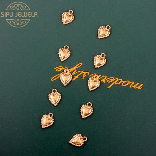 10Pcs/lot 10x12mm Gold Color Alloy Heart Pendant Findings For DIY Necklace Earring Handmade Supplies Accessories Craft Wholesale