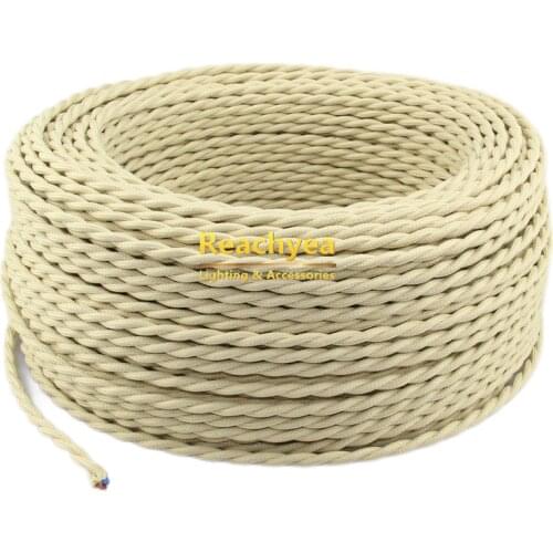 2x0.75mm2 Vintage Twisted Cable Fabric Cloth Lamp Cord Retro Pendant Light Electrical Wire