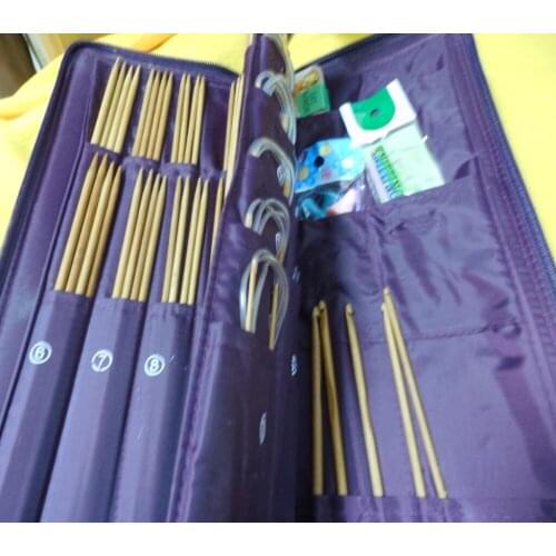 22 sets Straight Needles 11 Size Circular Needle Set Crochet Hooks Bamboo Knit Weave Stitches Knitting Needle needlework PU bag