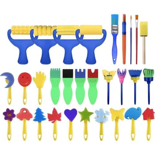 30pcs New Drawing Toys Funny creative toys for kids diy flower Graffiti sponge Art Supplies Brushes Seal Painting Tool set