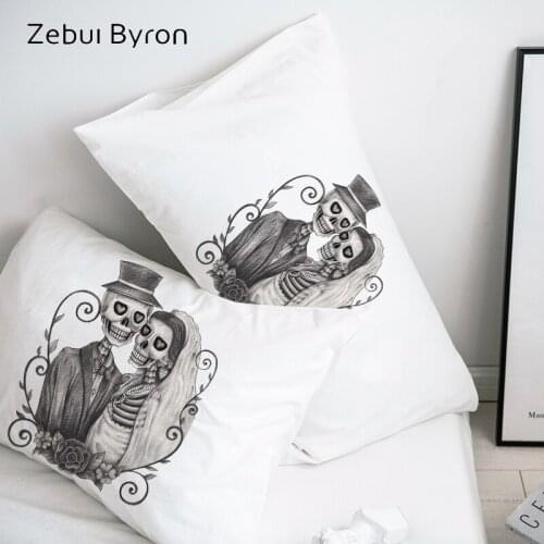 3D HD Pillow Case Pillowcase Custom/50x70/50x75/50x80/70x70 Decorative Pillow Cover,Skull Wedding Bedding,Drop Ship