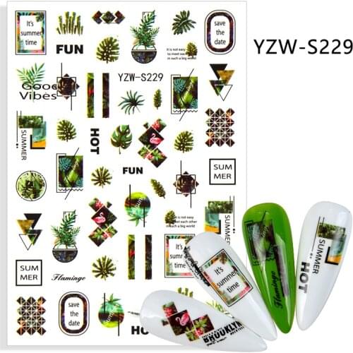3D Stickers for Nails Self-Adhesive Stickers Slider Geometry Stripe Leaf Grass Design Nail Art Decorations Nail Foil Accessories