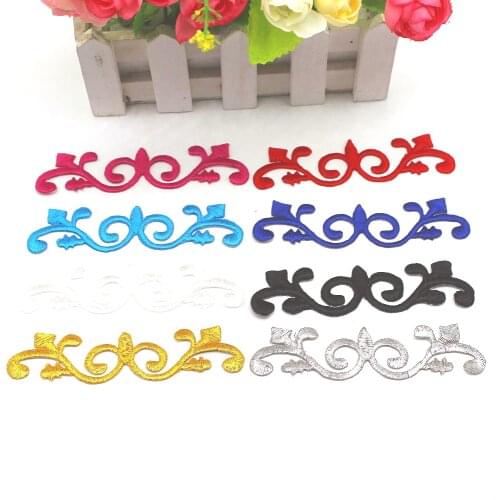 YACKALASI 10 Pcs/Lot Iron On Gold Embroidery Appliqued Flower Embroidered Cosplay Gold and silver 11cm*2.5cm