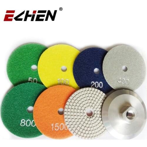 Diamond Tool Wet Polishing Pad Abrasive Disc For Granite Marble Quartz Concrete Plus 1 Aluminum Backer Pad Base Holders Grinder