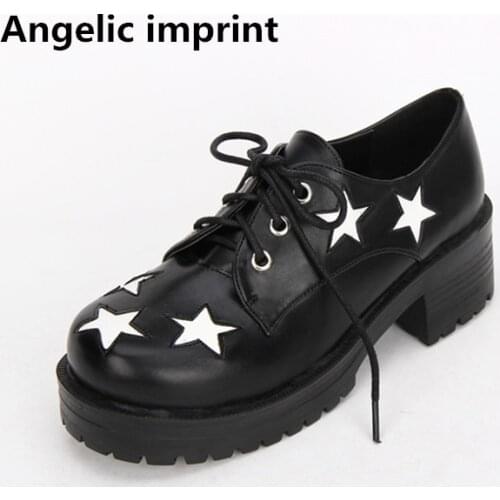 Angelic imprint woman mori girl lolita punk cosplay shoes lady student mid trifle heels Pumps women princess party shoes 35-39