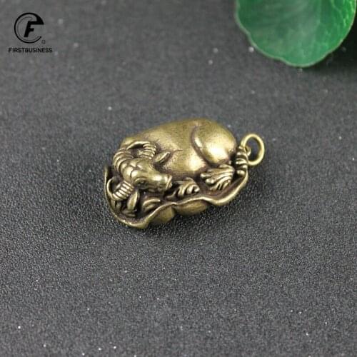 Antique Copper Bull Figurines Miniatures Desktop Tea Pet Ornaments Pure Brass Animal Cow Statue Office Living Room Decorations