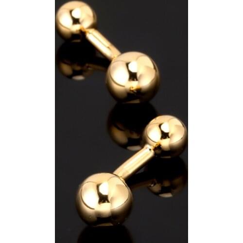 Free shipping, high quality new fashion gold double ball cufflinks top designer exclusive design mens wedding shirt buttons