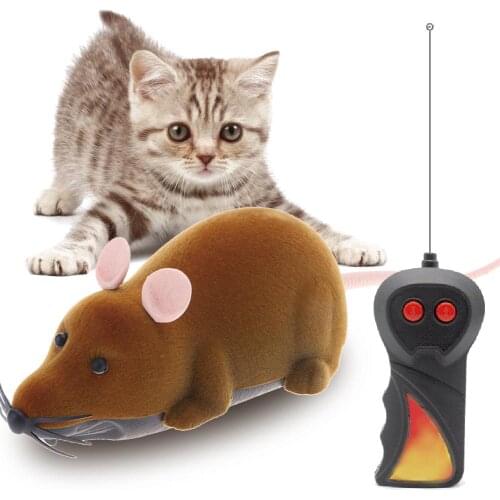 Wireless Electric RC Flocking Rat Toy Pet Cat Playing Remote Control Mouse Electric Plush Toy Mouse