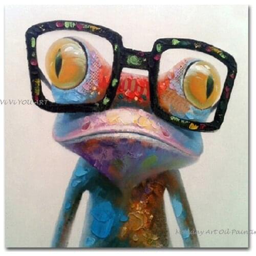 Large Size Hand painted Cool Frog Canvas Oil Paintings Wall Art for Living Room Home Animals Decor for Kids Room