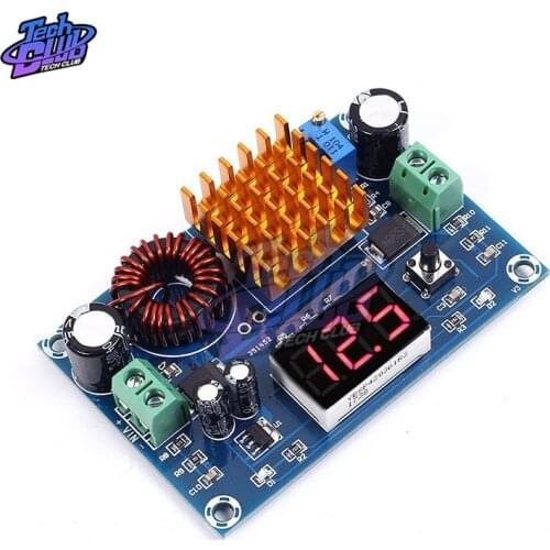 DC 3V-35V to DC 5V-45V Boost Module Digital VoltmeterBoost Converter Board 5A Power Adjustable Voltage With Coil Heatsink