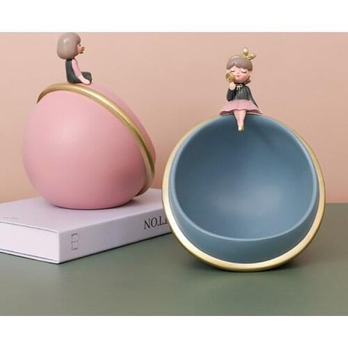 Lovely Girl Key Receives Box INS Resin Decorative Table Storage Blowing Bubble Girl Key Organizer To Place Articles