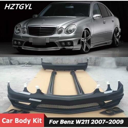FRP Unpainted Front Rear Bumper Side Skirts Car Body Kit For W211 E Series E200 E240 E260 E280 Facelift WD Style 2007-2009