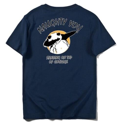 2021 Summer Oversized Short Sleeve Mens T-shirt Pure Cotton Round Neck Cartoon Panda Print Female T-shirt