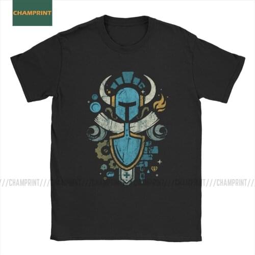 Mens Shovel Knight Shovelry Emblem Crest T Shirt Game Yacht Club Plague Indie Shield Cotton Short Sleeve Tees Big Size T-Shirts