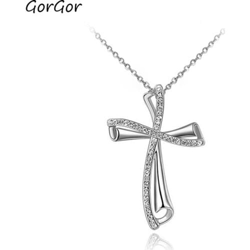 GorGor Necklace Cross Sterling Infinity Pendant Religious Jewelry Baptism Gift 2030452530a