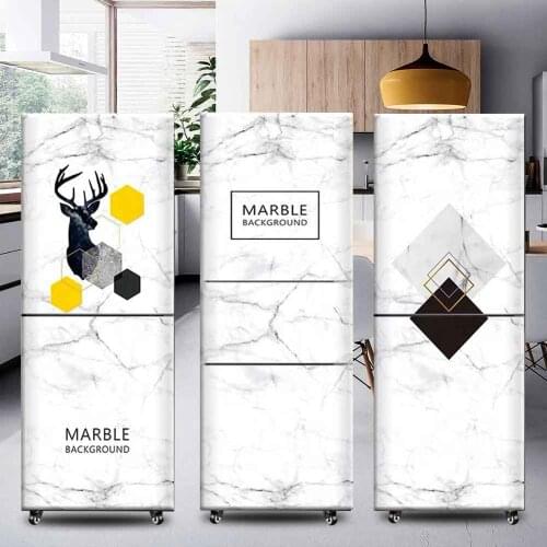 Ins 3D Self Adhesive Film Door Vinyl Kitchen Fridge Cover Stickers Refrigerator Freeze Cover Wallpaper Pvc